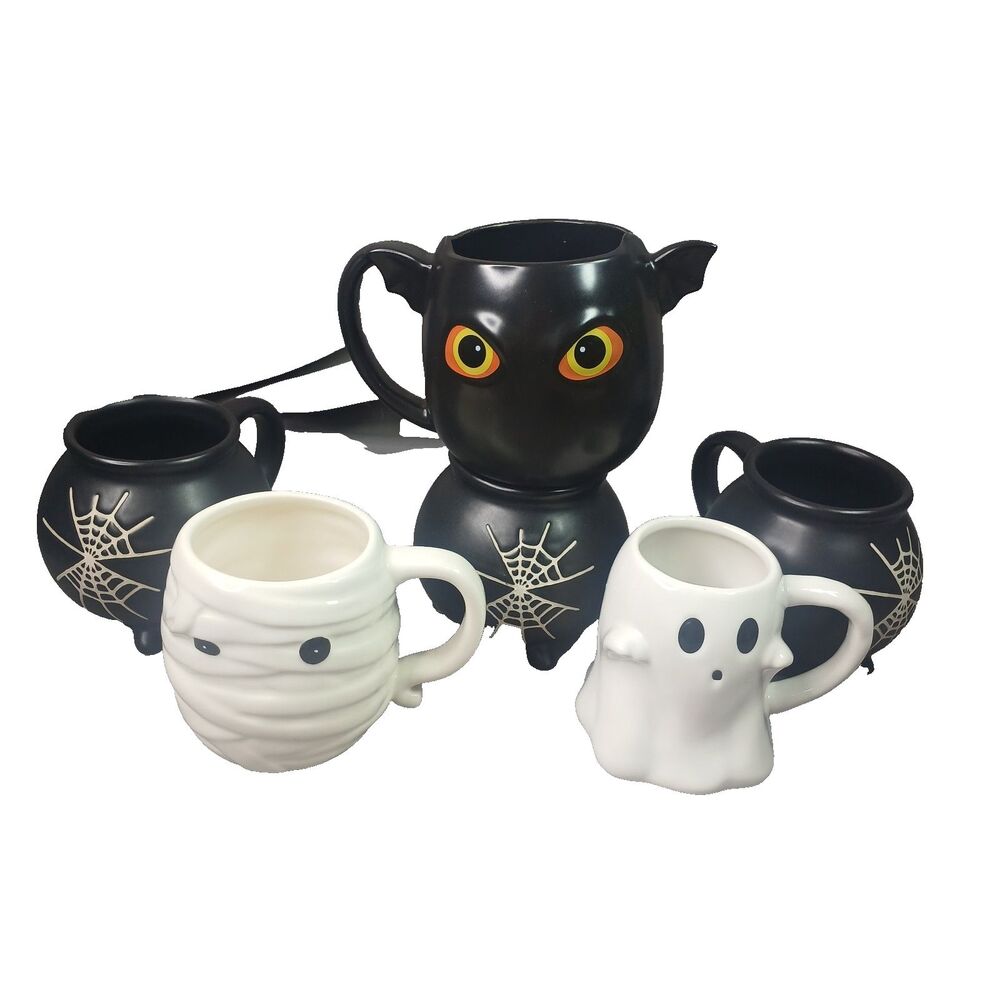 6 Target Threshold Halloween Mugs Caudron Ghost Mummy Bat Spider Web Hyde Eek